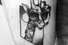Smoking giraffe tattoo