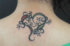 Two lizards tattoo on the neck