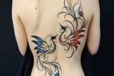 Two tattoos on the back