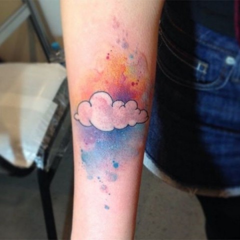 Watercolor tattoo on the forearm