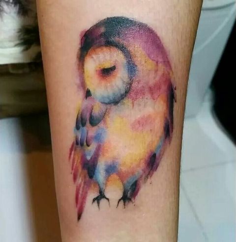 Watercolor tattoo on the leg