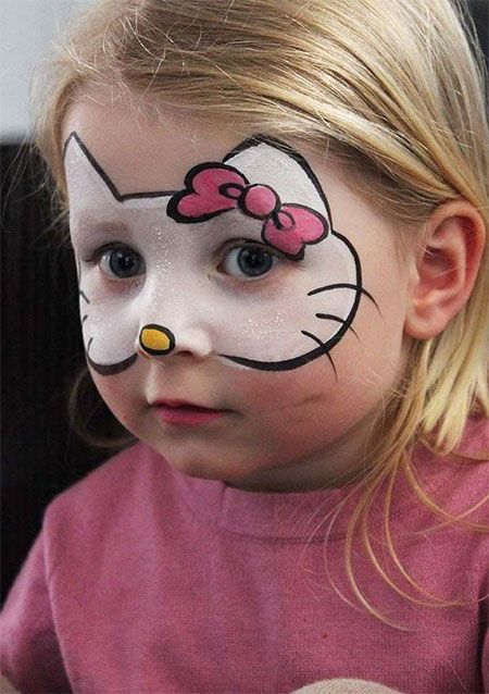 Hello Kitty face paint and some pink clothes will makeup a cool Halloween costume