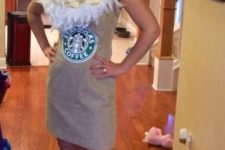 09 a white feather boa becomes whipped cream in this simple frappuccino costume