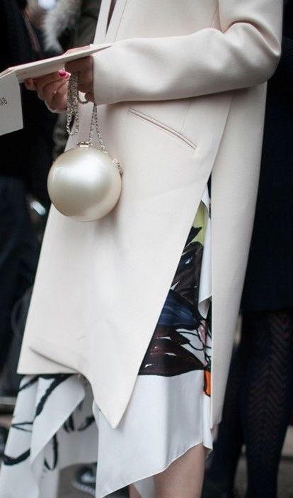 a large pearl bag will spruce up any special occasion outfit