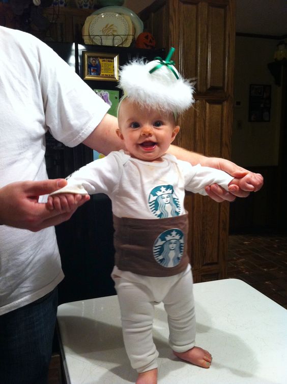 handmade Starbucks onesie costume for a little one