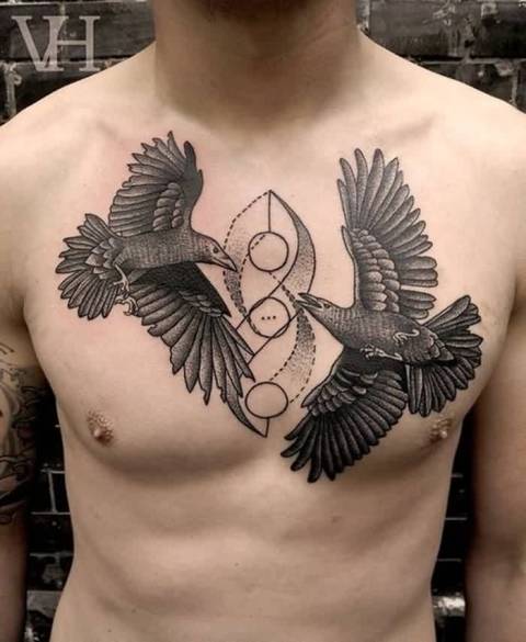 Beautiful tattoo on the chest