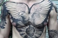 Big and creative tattoo on the chest