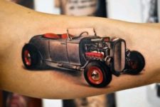 Black and red car tattoo