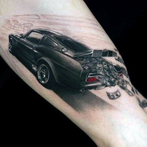 Black car and money tattoo