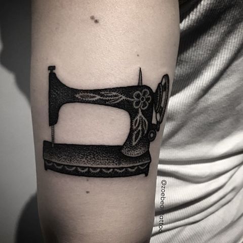Black sewing machine tattoo idea