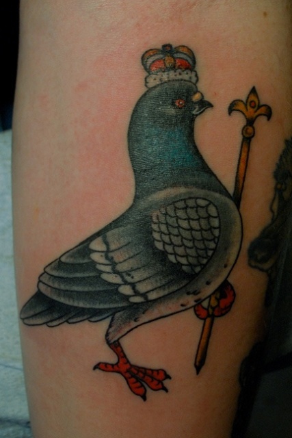 Dove and crown tattoo