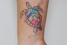 Geometric tattoo with splashes