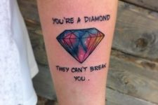 Perfect diamond with phrase tattoo