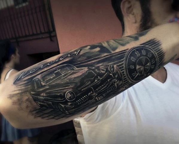 Retro car tattoo design