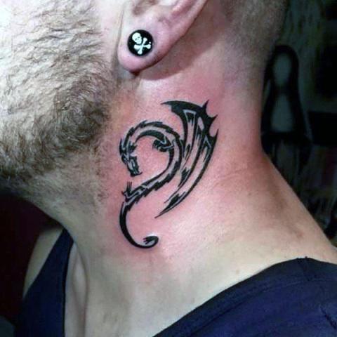 Tiny tattoo on the neck