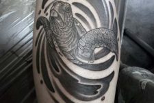 Turtle with ocean waves tattoo