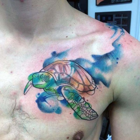 Watercolor tattoo on the shoulder