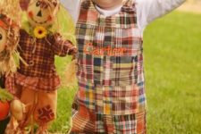 11 a cool checked overall in fall colors and a white shirt for a boy is a gorgeous and comfy idea