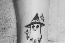 Cool ghost tattoo idea on the leg