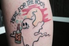 Funny ghost tattoo with phrase