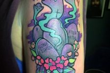 Half-sleeve neon ghosts tattoo