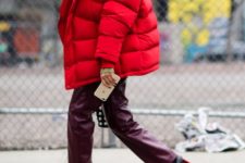 02 an oversized red puffer jacket is a hot statement this winter