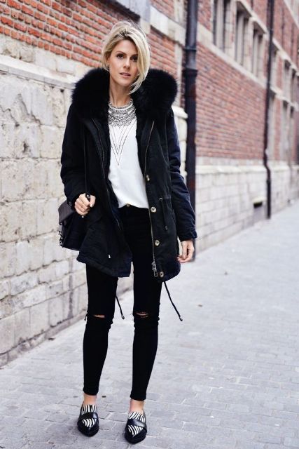 white parka outfit