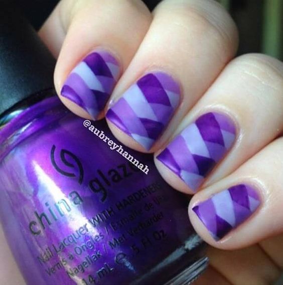 a chic white, lavender and violet geometric nail art  geometry is one of the current trends