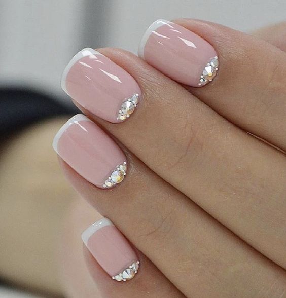 spruce up your French mani with rhinestones for some special occasion
