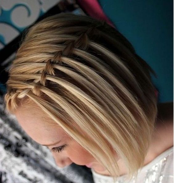 a waterfall braid on one side will make your short hairstyle cooler