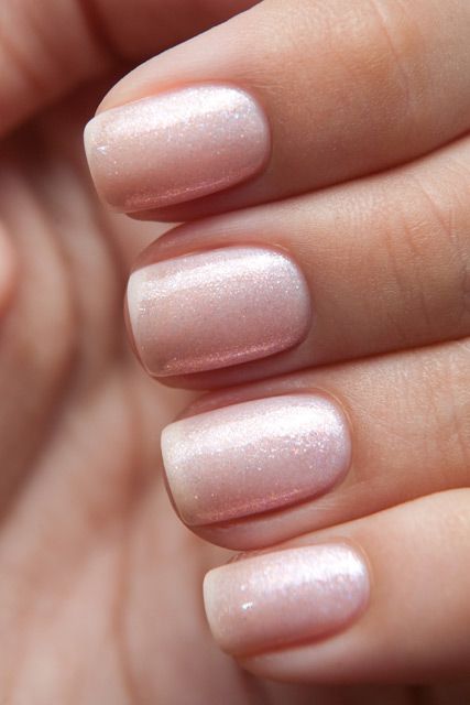 chic shimmer nude nails look girlish and fit many occasions