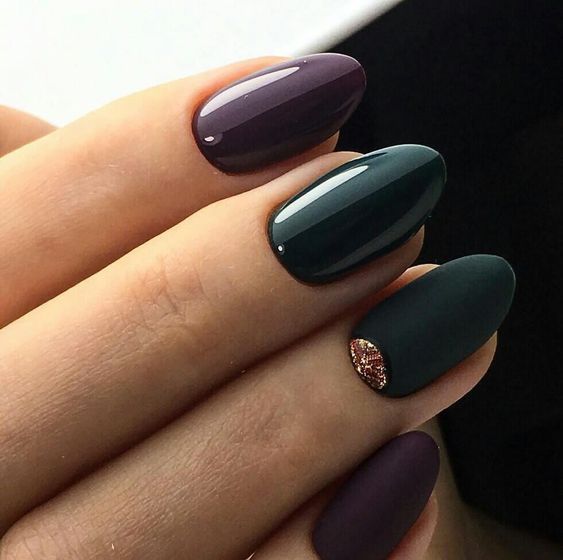 forest green and ultra violet nails, the latter being the trend of the next year