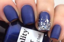 13 deep violet manicure with a glitter rhinestone sequin accent nail