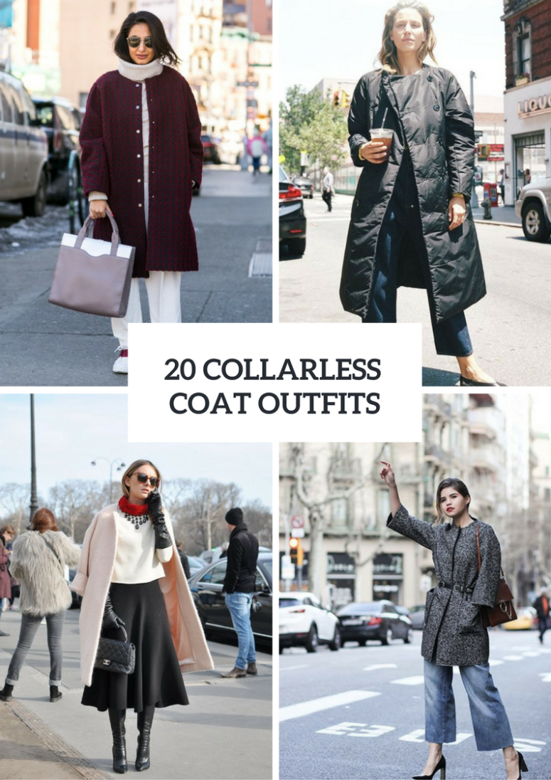 Collarless Coat Outfits For Women