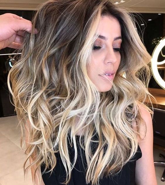 brown hair with blonde balayage plus face-framing to highlight the face