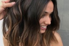 08 dark wavy brunette hair with subtle bronde balayage gets a perfect textural look