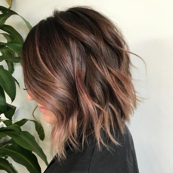 brunette hair with subtle rose gold balayage for an elegant touch