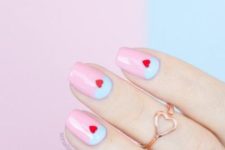 10 a lunar manicure in pastel pink and blue plus little red hearts