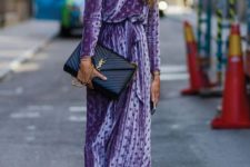 10 a violet polka dot velvet midi dress worn with blush sneakers for a girlish every day look