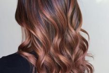 10 dark brunette hair with rose gold balayage look like in perfect harmony