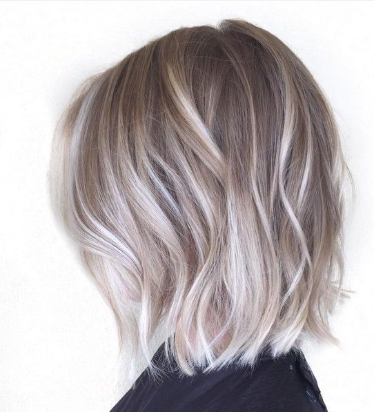 light brown short bob with icy and ash blonde balayage for a trendy modern look