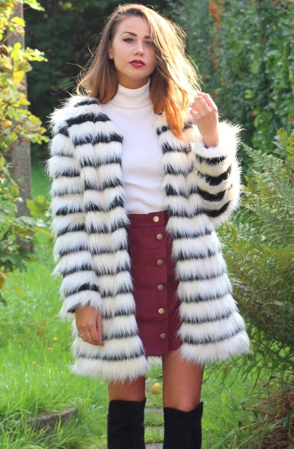 20 Striped Fur Coat Outfits For Women
