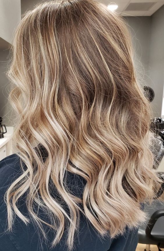 long volumetric hair with delicate honey blonde balayage and waves is a stunning solution to rock