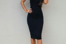 16 a sexy sleeveless bodycon knee dress plus bold strappy heels are all you need for a super sexy look