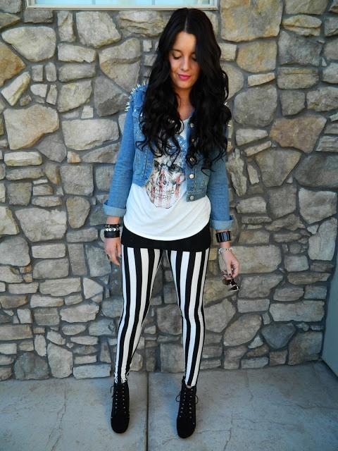 With white shirt, crop denim jacket and lace up boots