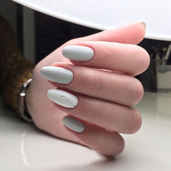 dove grey nails plus an accent marble one for a fresh spring look