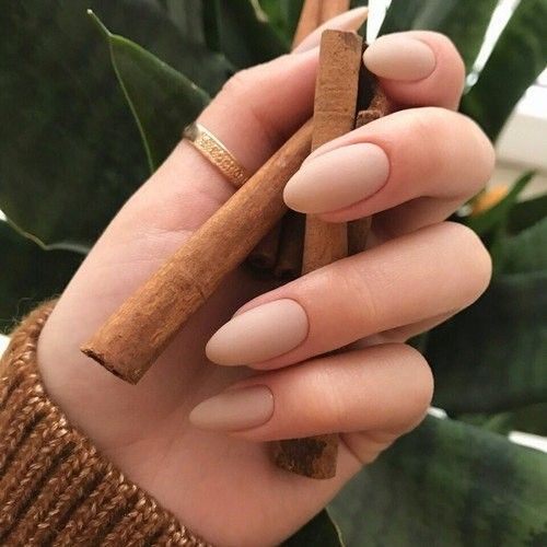 perfect almond-shaped nude nails will be actual for any situation and event