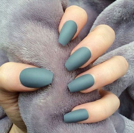 matte dark green nails are a chic idea even for every day