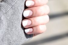 geometric white and negative space manicure is suitable for every office