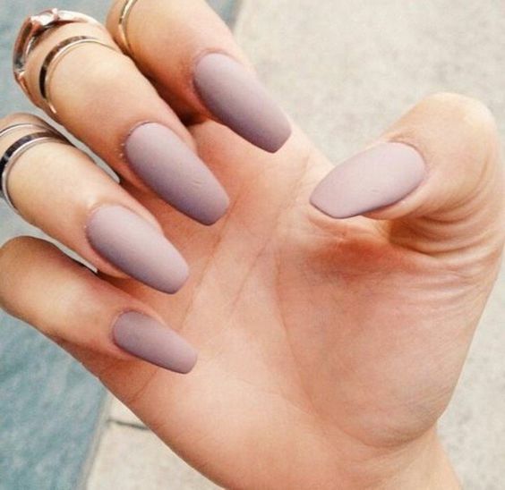 a very soft lavender shade on long nails may be a great idea for a romantic girl